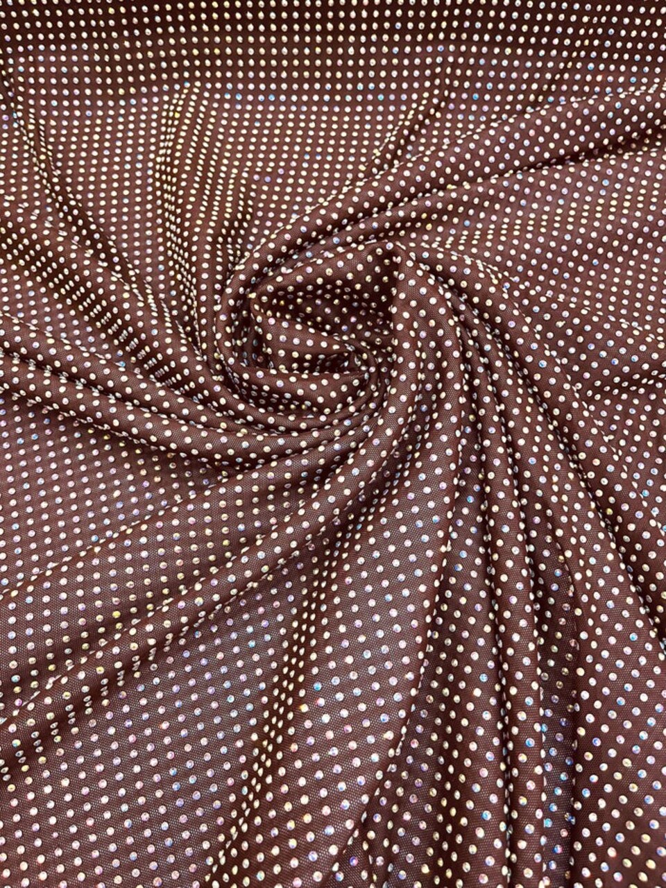 1 Yard Iridescent Rhinestone Stretch Mesh Fabric AB Crystal Power Net For Costumes & Fashion 54” Wide